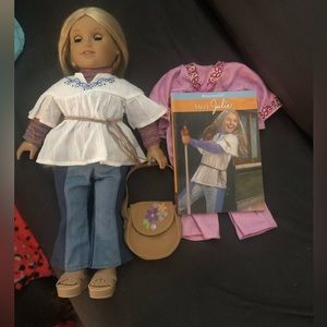 American Girl Doll Julie With Book, Bag, And Pajamas